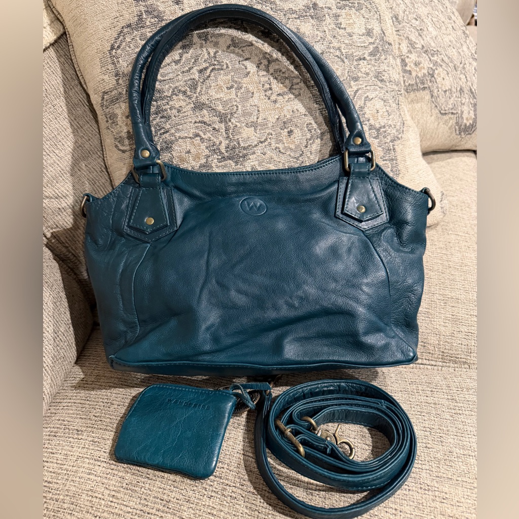 Wanderers Travel Co Ostuni Piccolo Azzurra Leather Bag Crossbody + Strap Wallet